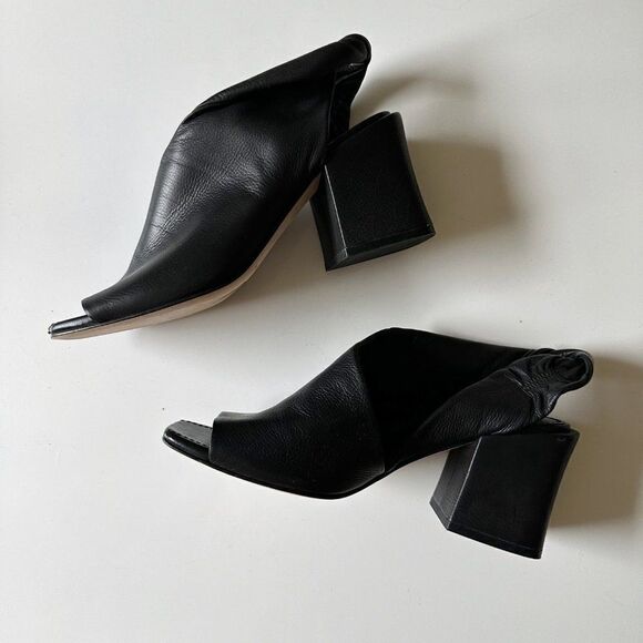 Sigerson Morrison Lenny Twisted Slingback Leather Sandals Black Women's 8.5 - Picture 3 of 13